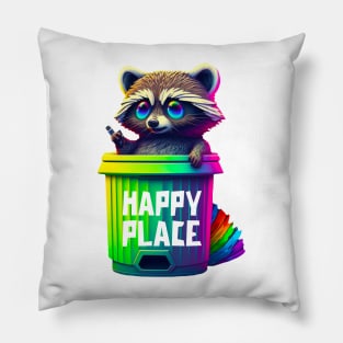 Racoon Happy Place Pillow