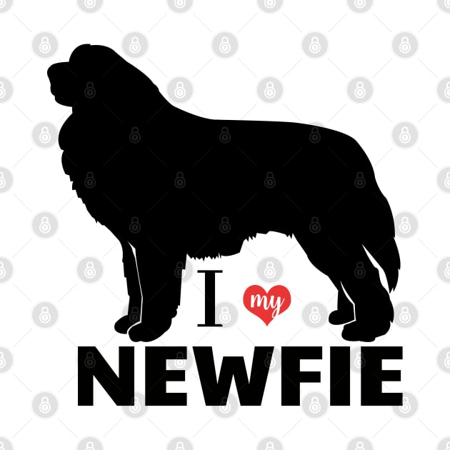 Newfie Pattern in Red Newfoundland Dogs with Hearts / I love my Newfie by JessDesigns