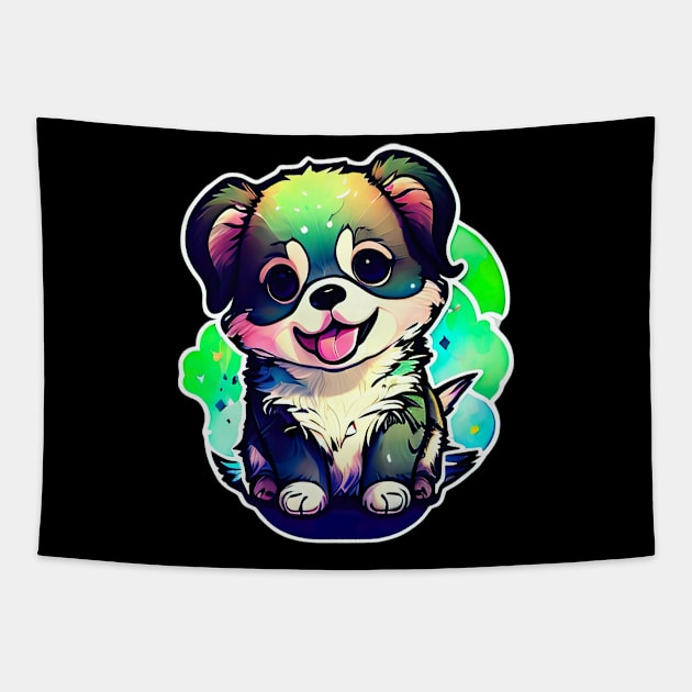 "Cheerful Paws: A Colorful and Creative Delight with a Cute Dog" Tapestry by Hexen_3