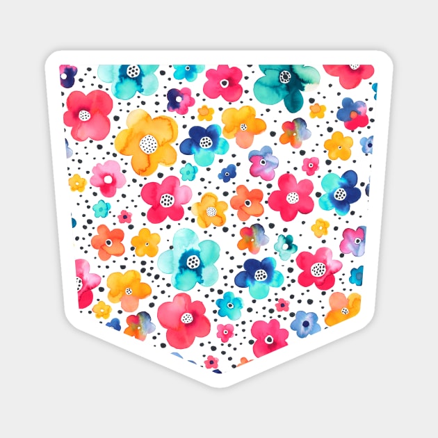 Pocket - DOTS NAIVE FLOWERS MULTI Magnet by ninoladesign