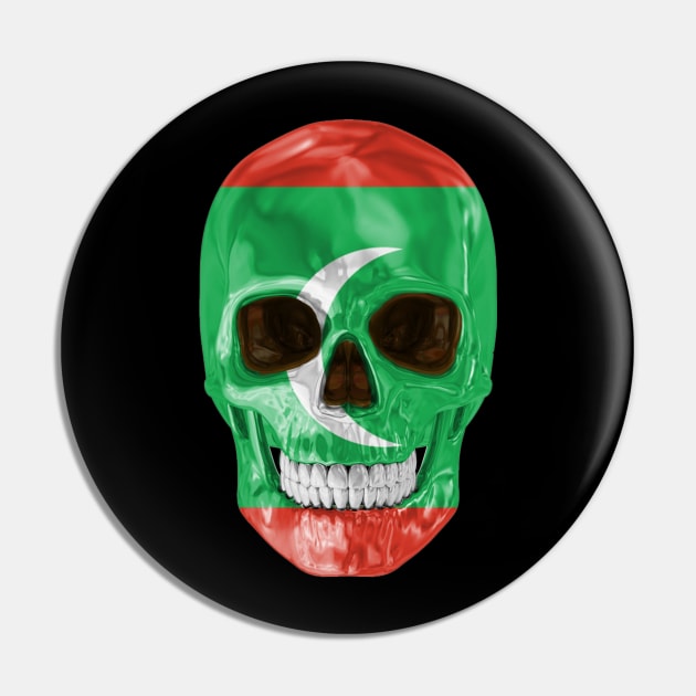 Maldives Flag Skull - Gift for Maldivian With Roots From Maldives Pin by Country Flags