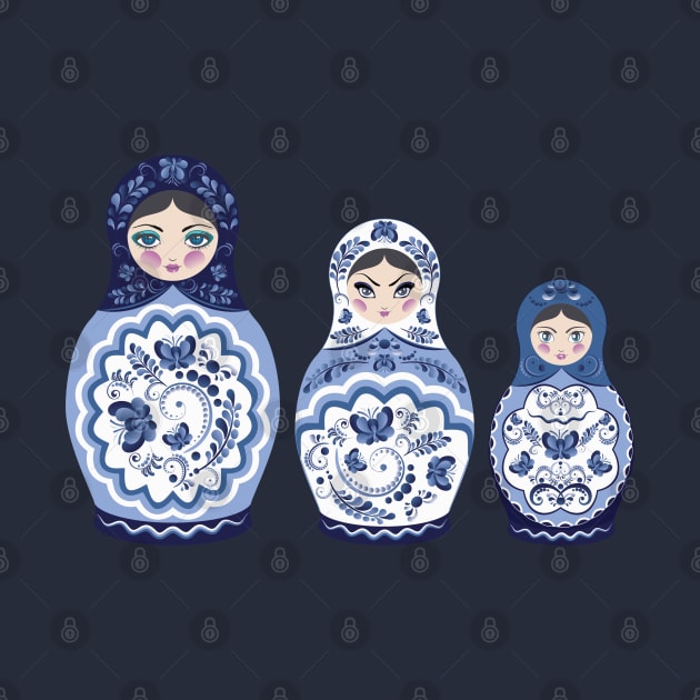 Blue Matryoshka Dolls by AnnArtshock