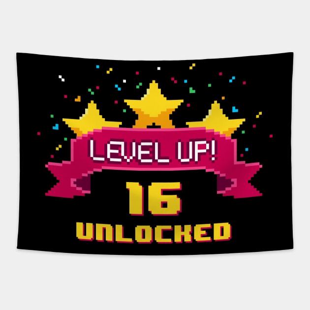 16th Birthday Level Up 16 years old unlocked Tapestry by opippi