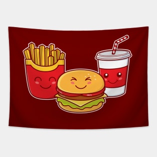 Kawaii Burger and French Fries Tapestry