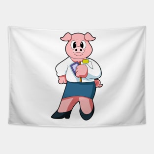 Pig as Secretary with Skirt Tapestry