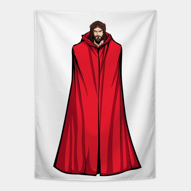 Jesus Superhero Standing Tall Tapestry by Malchev