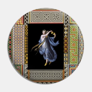 DANCING MAENAD WITH CYMBALS ,ANTIQUE ROMAN PAINTING WITH POMPEII MOSAICS PATCHWORK Pin