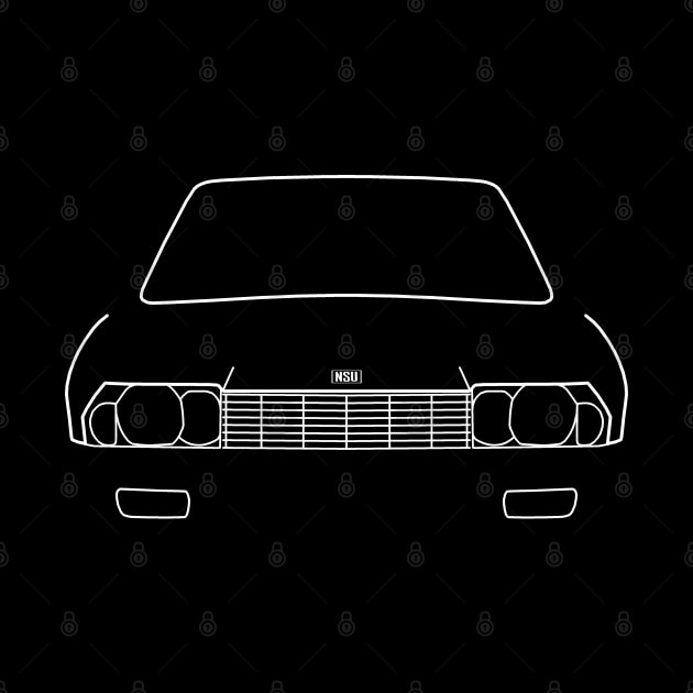 NSU Ro 80 classic car white outline graphic by soitwouldseem