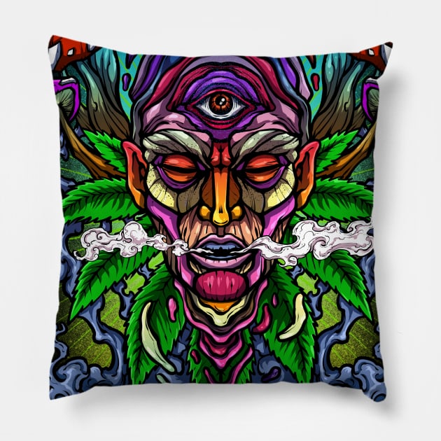 Psychedelic Weed Pillow by XXII Designs