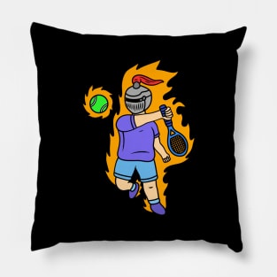 Cute cartoon knight playing tennis Pillow