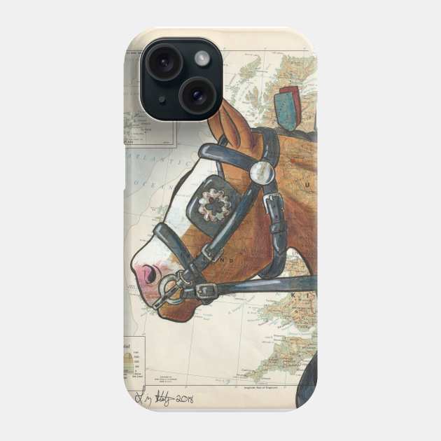 Clydesdale Horse on Vintage Map Phone Case by lizstaley