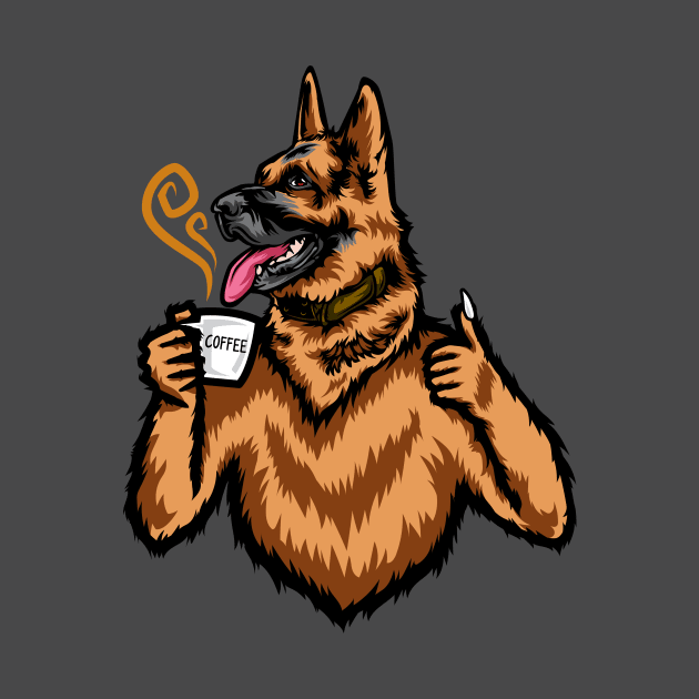 German Shepherd Coffee Design Drawing Portrait Head Funny by IPRINT