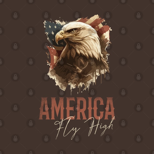 USA flag and vintage drew eagle design with patriotic words by GlossyArtTees