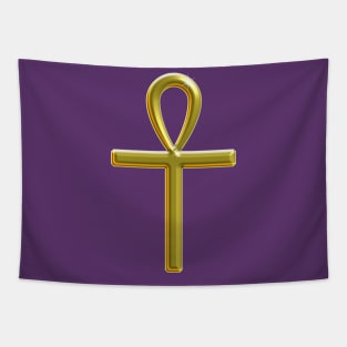 Golden Ankh - Key of Life Tapestry