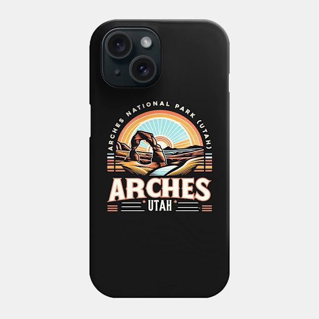 Arches National Park (Utah) Moab Utah Arches Vintage Sunset Phone Case by T-shirt US