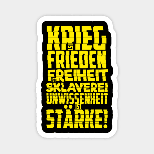 Krieg ist Frieden - Politische und kritische Zitate. Typografie Kunst. Magnet