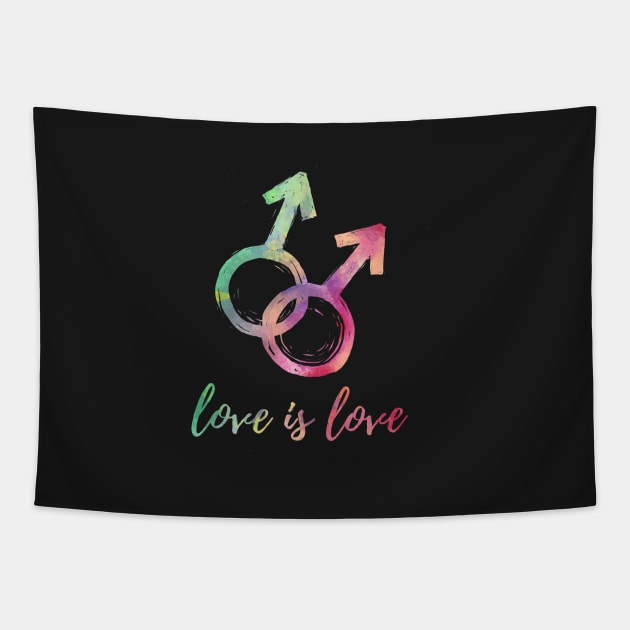Love is Love Queer Rainbow Tapestry by IllustratedActivist