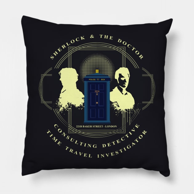 CONSULTING DETECTIVE & TIME TRAVEL INVESTIGATOR Pillow by KARMADESIGNER T-SHIRT SHOP