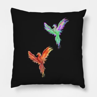 green/red phoenix Pillow