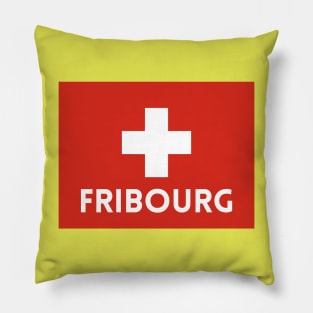 Fribourg City in Swiss Flag Pillow