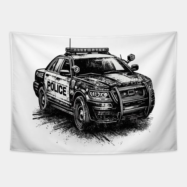 Police Car Tapestry by Vehicles-Art