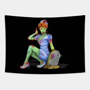 Bloody Nurse Scary Halloween Zombie Tapestry