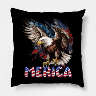 4th Of July Patriotic USA Flag Bald Eagle Merica Pillow