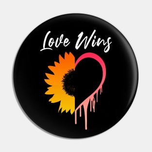 Love Wins Sunflower Heart Melting - Lgbt Pride Pin