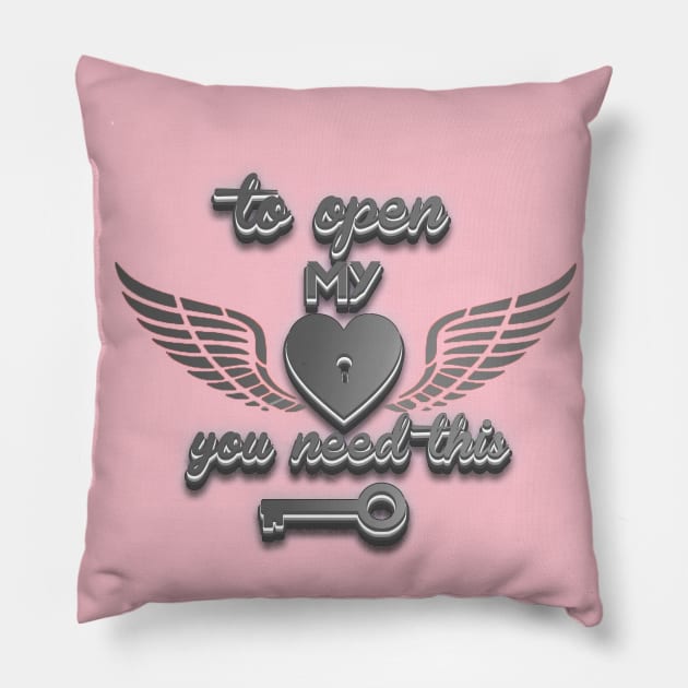 to open my heart you need the key valentines day gift Pillow by ahnoun