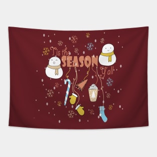 Tis the Season New Year Cute Holiday family Gift Tapestry