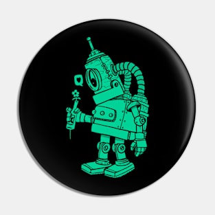 green robot in love Pin