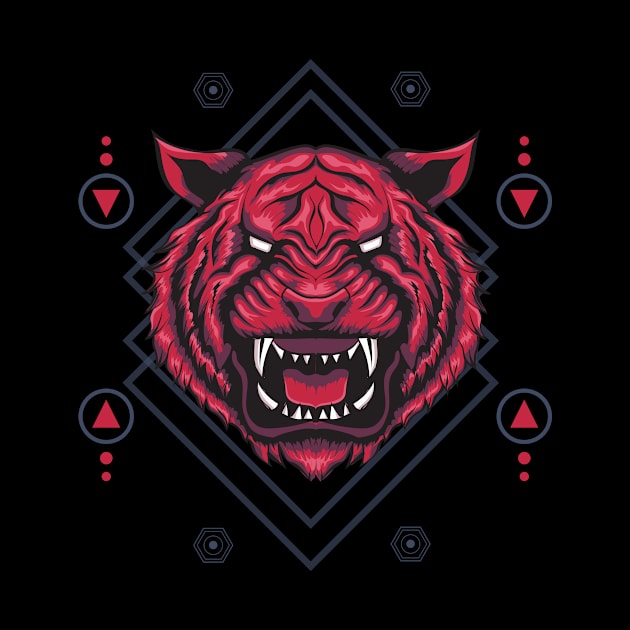 Red Tiger Sacred Geometry by Marciano Graphic