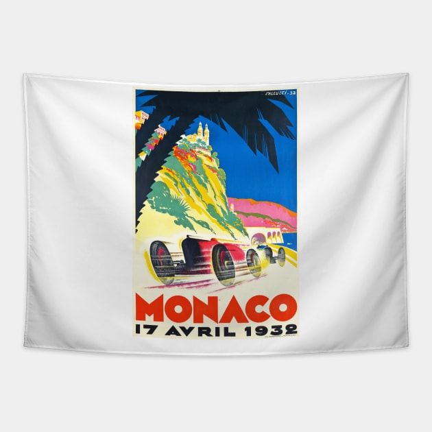 1932 Monaco Grand Prix - Vintage Poster Design Tapestry by Naves