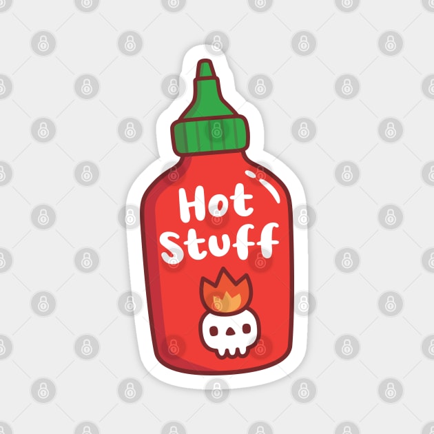 Hot Stuff Skull On Fire Spicy Chili Sauce Bottle Magnet by rustydoodle