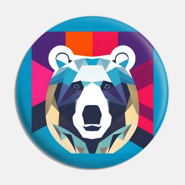 Pop Art Polar Bear Face Pin by Chance Two Designs