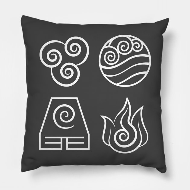 Avatar: The Last Airbender, Four Elements - Outline Pillow by troylwilkinson