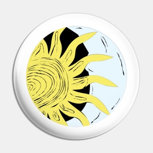 Sun and moon hug Pin