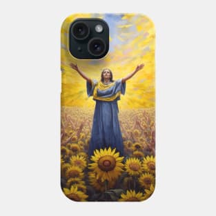 FREEDOM FOR UKRAINE - women in field, illustration, painting style Phone Case