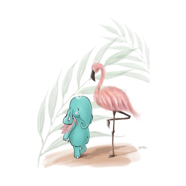 Elephant Tiffan & flamingo by Elephant Tiffan 