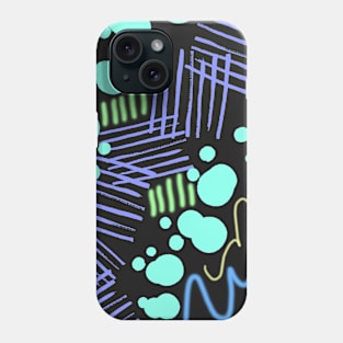 Colorful Abstract Lines, Circles, and Squiggles in a Small Repeating Pattern, made by EndlessEmporium Phone Case