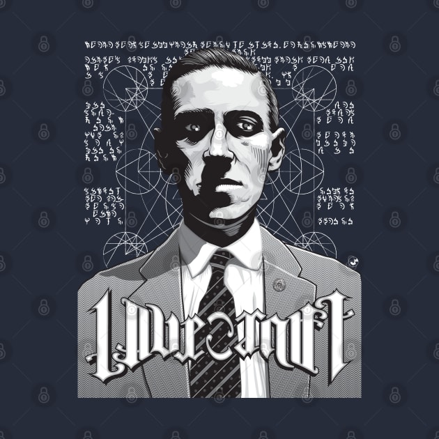 H P Lovecraft Ambigram Portrait by Fire Forge GraFX