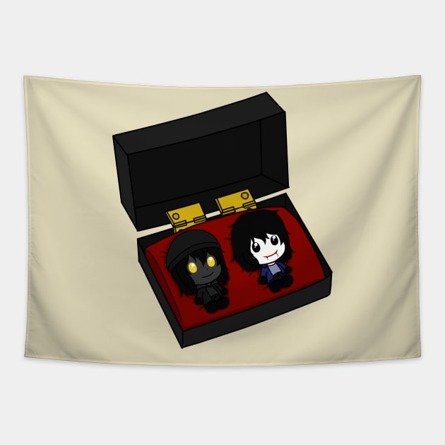 the puppeteer and bloody painter chibi figure Tapestry by LillyTheChibi