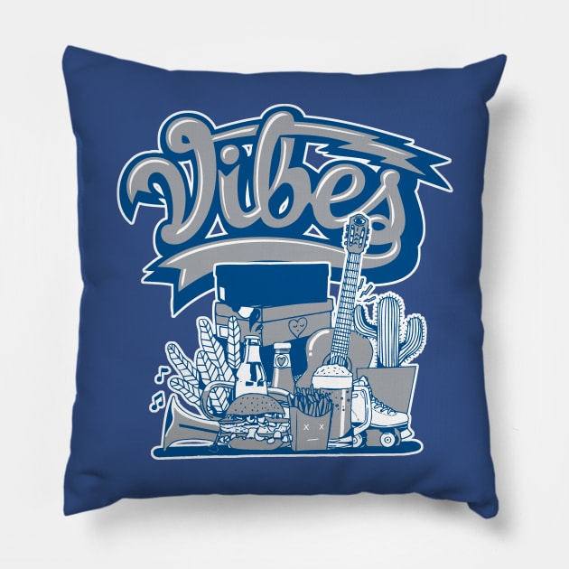 Sneaker Vibes True Blue Retro Pillow by funandgames