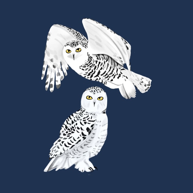 Snowy Owls by tangerinetane
