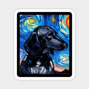 Black Dachshund Night (Portrait) Magnet