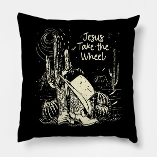 Jesus Take the Wheel Boots Desert Pillow