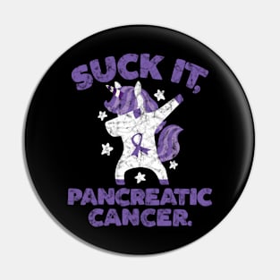 Suck It Pancreatic Cancer Unicorn Pin