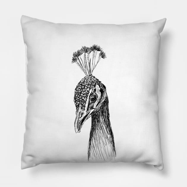 Peacock head image Pillow by rachelsfinelines