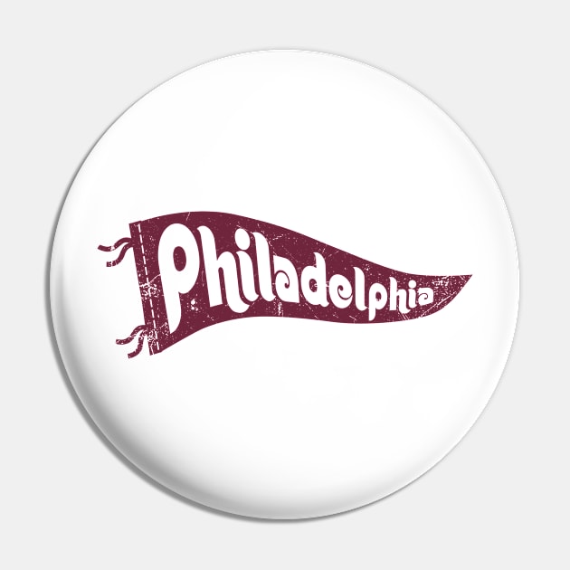 Philadelphia Retro Pennant - White Pin by KFig21