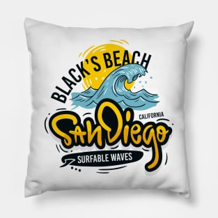 black's beach san diego california Pillow